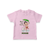 Bappa's Little Fan Ganesha Celebration Printed T Shirt - BABY PINK - 0-5 Months Old (Chest 17")