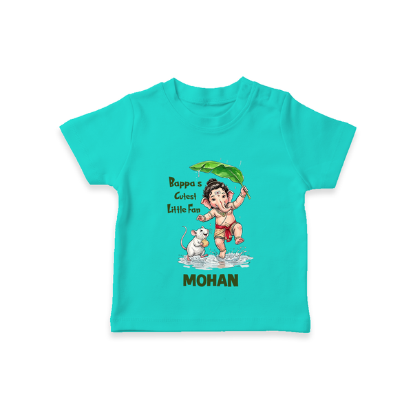 Bappa's Little Fan Ganesha Celebration Printed T Shirt - TEAL - 0-5 Months Old (Chest 17")