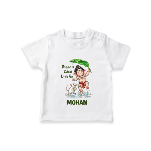Bappa's Little Fan Ganesha Celebration Printed T Shirt - WHITE - 0-5 Months Old (Chest 17")