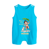 Bappa's Little Fan Ganesha Celebration Printed Button Romper - SKY BLUE - New Born (Chest 18")