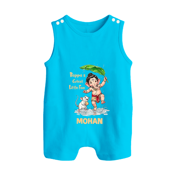 Bappa's Little Fan Ganesha Celebration Printed Button Romper - SKY BLUE - New Born (Chest 18")