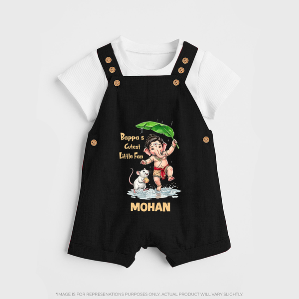 Bappa's Little Fan Ganesha Celebration Printed Dungaree - BLACK - 0 - 5 Months Old (Chest 18")