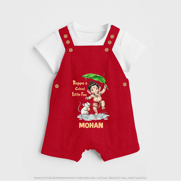Bappa's Little Fan Ganesha Celebration Printed Dungaree - RED - 0 - 5 Months Old (Chest 18")