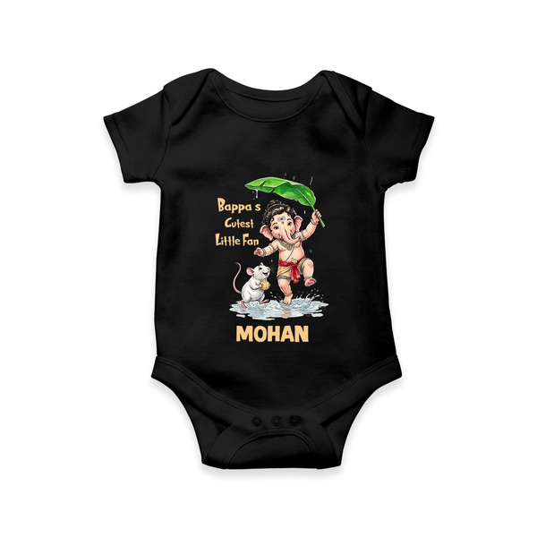 Bappa's Little Fan Ganesha Celebration Printed Romper - BLACK - New Born (Chest 14")