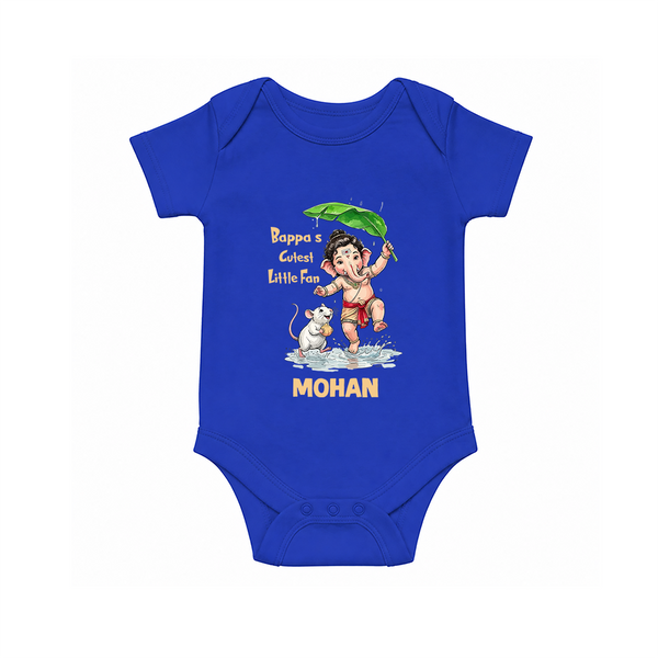 Bappa's Little Fan Ganesha Celebration Printed Romper - COBALT BLUE - New Born (Chest 14")