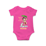 Bappa's Little Fan Ganesha Celebration Printed Romper - HOT PINK - New Born (Chest 14")