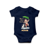 Bappa's Little Fan Ganesha Celebration Printed Romper - NAVY BLUE - New Born (Chest 14")