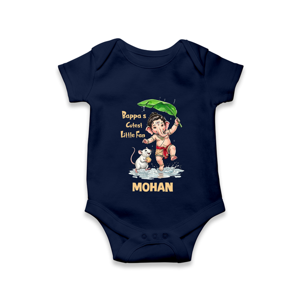 Bappa's Little Fan Ganesha Celebration Printed Romper - NAVY BLUE - New Born (Chest 14")