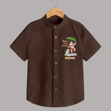 Bappa's Little Fan Ganesha Celebration Printed Shirt - CHOCOLATE BROWN - 0 - 6 Months Old (Chest 23")