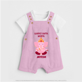 Ganpati Bappa Morya Festive Blessings Printed Dungaree - BABY PINK - 0 - 5 Months Old (Chest 18")