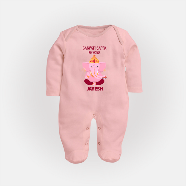 Ganpati Bappa Morya Festive Blessings Printed Fullbody Suit - BABY PINK - New Born (Chest 7.5")