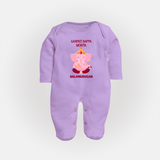 Ganpati Bappa Morya Festive Blessings Printed Fullbody Suit - LILAC - New Born (Chest 7.5")
