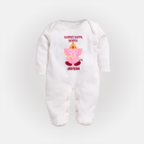 Ganpati Bappa Morya Festive Blessings Printed Fullbody Suit - WHITE - New Born (Chest 7.5")