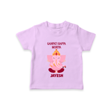 Ganpati Bappa Morya Festive Blessings Printed T Shirt - LILAC - 0-5 Months Old (Chest 17")