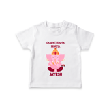 Ganpati Bappa Morya Festive Blessings Printed T Shirt - WHITE - 0-5 Months Old (Chest 17")