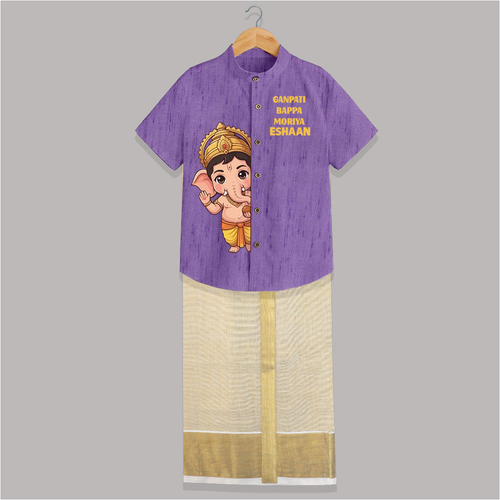 Ganpati Bappa Morya Cute Blessings Printed Shirt and Dhoti