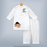 Little Ganesha Peekaboo Charm Printed Kurta Set - WHITE - 3 - 6 Months Old (Chest 24", Kurta Length 14'', Waist 19", Pant Length 14")