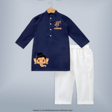Little Ganesha Peekaboo Charm Printed Kurta Set - NAVY BLUE - 3 - 6 Months Old (Chest 24", Kurta Length 14'', Waist 19", Pant Length 14")