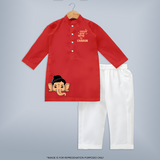Little Ganesha Peekaboo Charm Printed Kurta Set - RED - 3 - 6 Months Old (Chest 24", Kurta Length 14'', Waist 19", Pant Length 14")