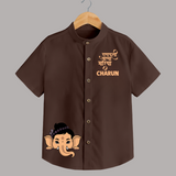 Cute Ganesha Face Blessings Printed Kids Shirt - CHOCOLATE BROWN - 0 - 6 Months Old (Chest 23")