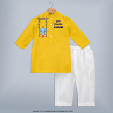 Little Ganesha Swinging Joy Printed Kurta Set - CHROME YELLOW - 3 - 6 Months Old (Chest 24", Kurta Length 14'', Waist 19", Pant Length 14")
