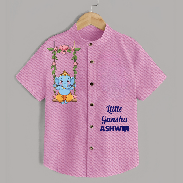 Little Ganesha Swinging Joy Printed Kids Shirt - BABY PINK - 0 - 6 Months Old (Chest 23")