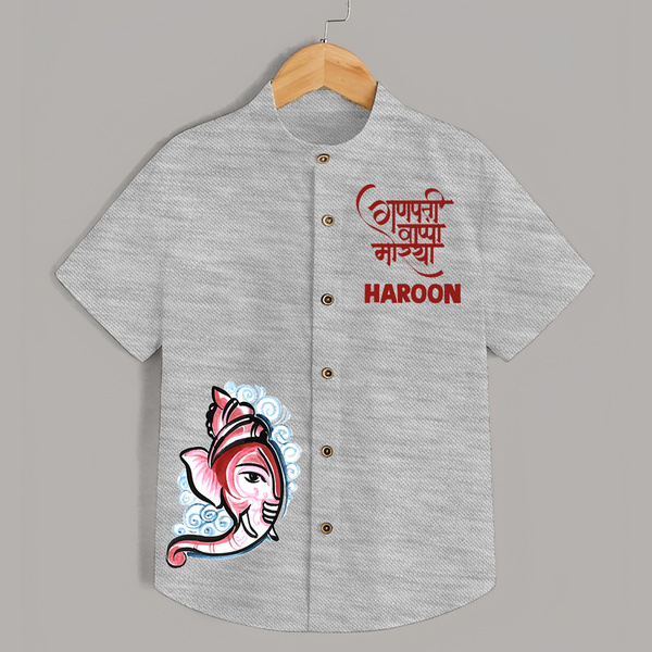 Baby Ganesha Lotus Garden Printed Kids Shirt - GREY - 0 - 6 Months Old (Chest 23")