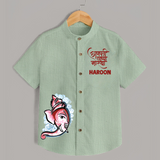 Baby Ganesha Lotus Garden Printed Kids Shirt - MINT GREEN - 0 - 6 Months Old (Chest 23")