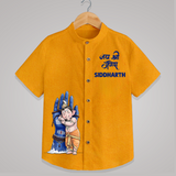 Modern Ganpati Devotion Artistic Printed Kids Shirt - CHROME YELLOW - 0 - 6 Months Old (Chest 23")