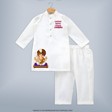 Jai Shri Ganesh Divine Blessings Printed Kurta Set - WHITE - 3 - 6 Months Old (Chest 24", Kurta Length 14'', Waist 19", Pant Length 14")