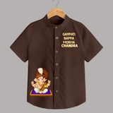 Jai Shri Ganesh Divine Hug Printed Kids Shirt - CHOCOLATE BROWN - 0 - 6 Months Old (Chest 23")
