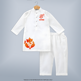 Ganpati Bappa Morya Traditional Celebration Printed Kurta Set - WHITE - 3 - 6 Months Old (Chest 24", Kurta Length 14'', Waist 19", Pant Length 14")