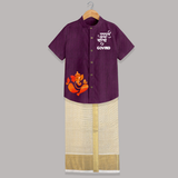 Ganpati Bappa Morya Traditional Celebration Printed Shirt and Dhoti - GRAPE - 0 - 6 Months Old (Chest-23") (Dhoti length-14")