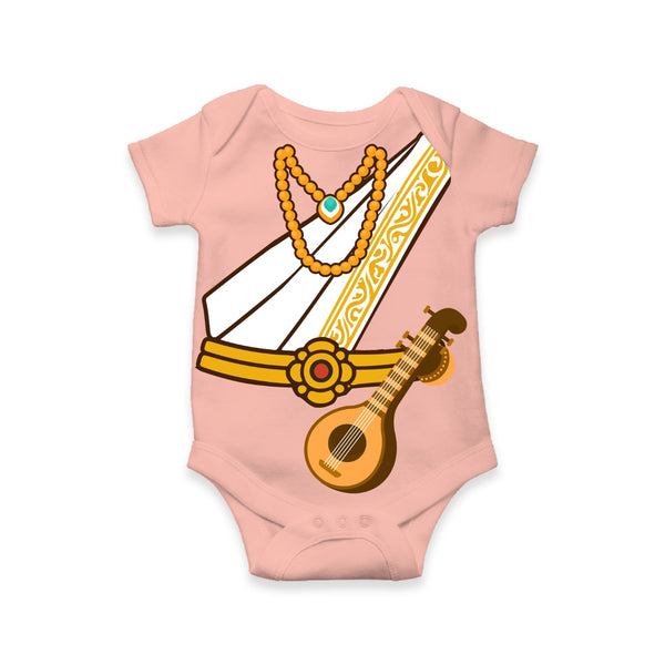 Baby Saraswati Onesie | Veena, White Saree Design
