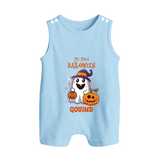 My First Halloween Ghost Print Baby Button Romper  - BABY BLUE - New Born (Chest 18")
