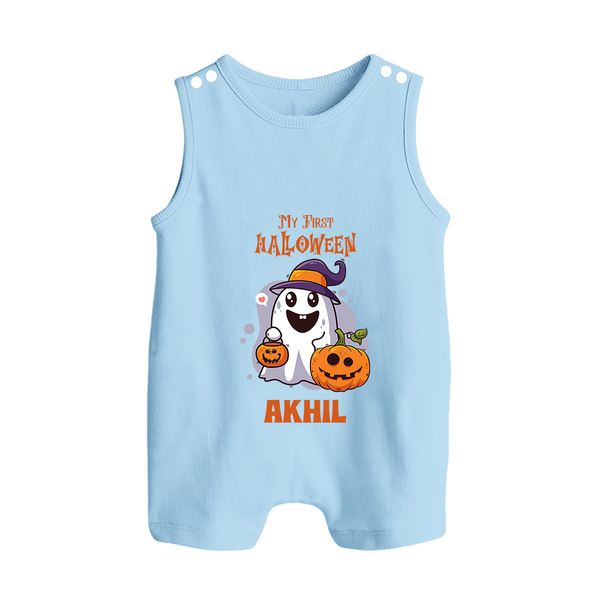My First Halloween Romper Suit | Personalized Baby Festival Outfit - BABY BLUE - 0 - 5 Months Old (Chest 18")