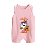 My First Halloween Ghost Print Baby Button Romper  - BABY PINK - New Born (Chest 18")