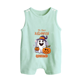 My First Halloween Ghost Print Baby Button Romper  - MINT GREEN - New Born (Chest 18")
