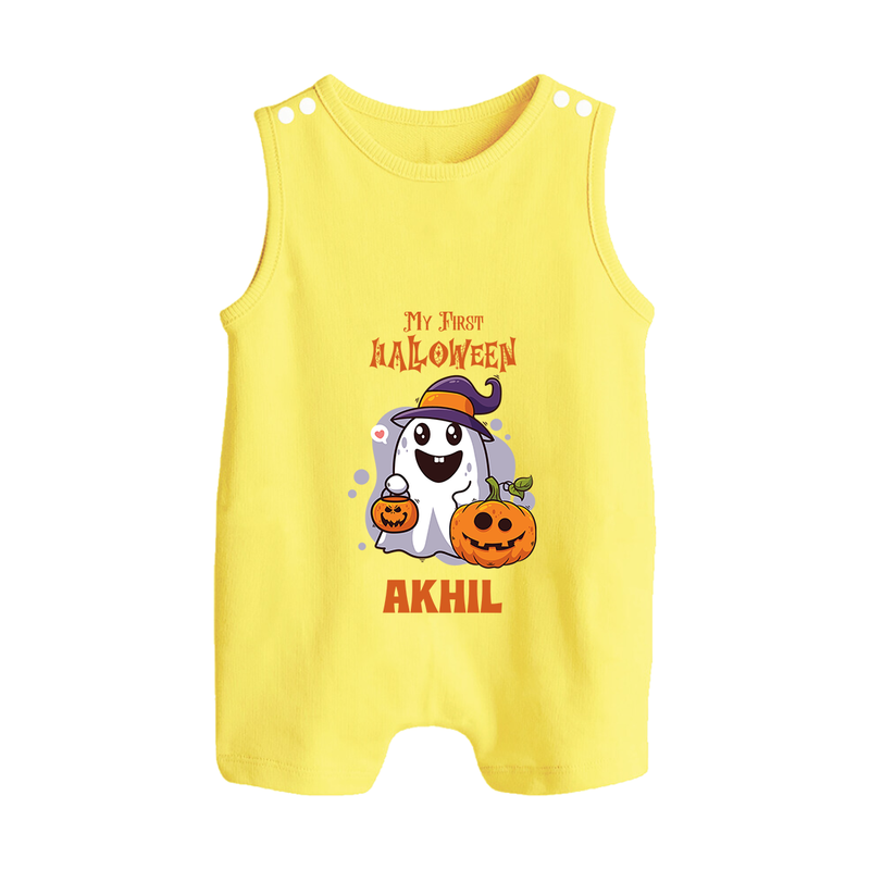 My First Halloween Romper Suit | Personalized Baby Festival Outfit - PASTEL YELLOW - 0 - 5 Months Old (Chest 18")