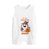 My First Halloween Ghost Print Baby Button Romper  - WHITE - New Born (Chest 18")