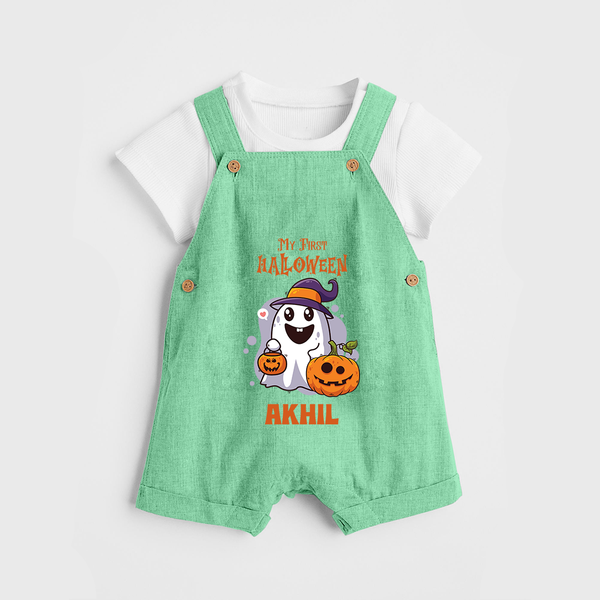 My First Halloween Dungaree Set | Personalized Baby Festival Outfit - GREEN - 0 - 5 Months Old (Chest 18")