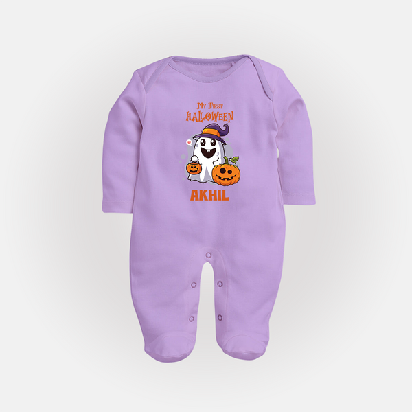 My First Halloween Sleep Suit | Personalized Baby Festival Outfit - LILAC - New Born (Chest 7.5")