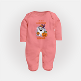 My First Halloween Ghost Print Baby Full Body Suit  - PEACH - New Born (Chest 7.5")