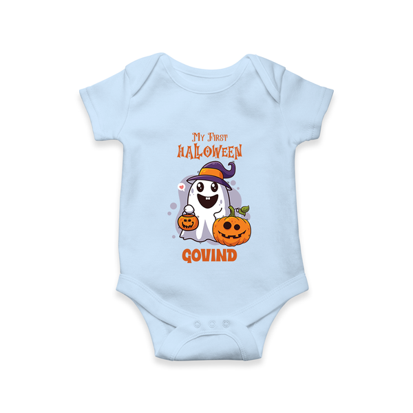 My First Halloween Ghost Print Baby Romper   - BABY BLUE - New Born (Chest 14")