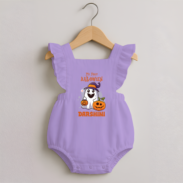 My First Halloween Ghost Print Baby Romper Frock  - LILAC - 0 - 3 Months Old (Chest 19")