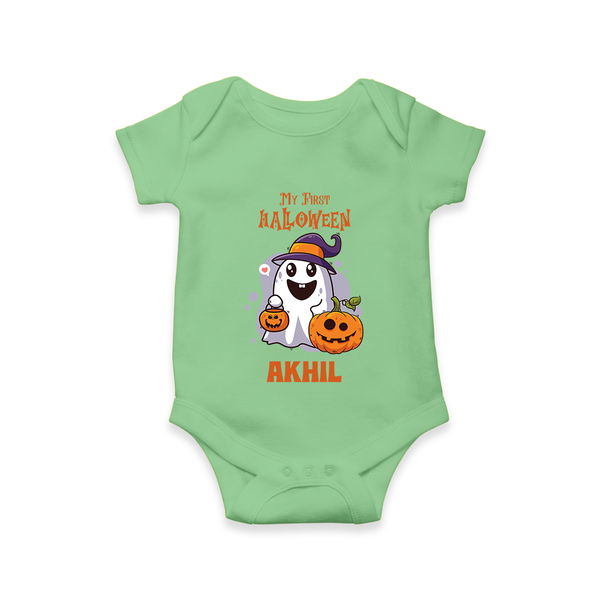 My First Halloween Romper | Personalized Baby Festival Outfit - GREEN - New Born (Chest 14")