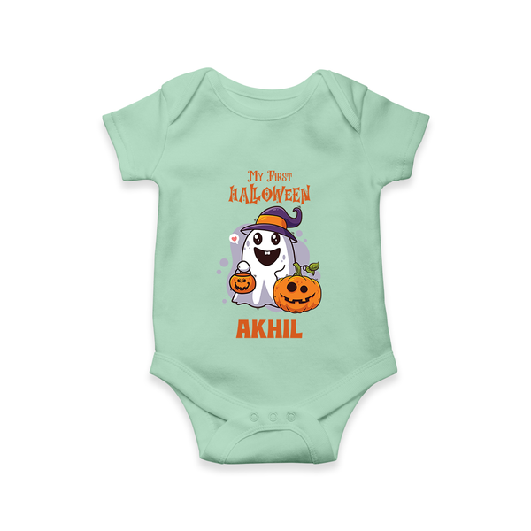 My First Halloween Romper | Personalized Baby Festival Outfit - MINT GREEN - New Born (Chest 14")