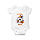 My First Halloween Romper | Personalized Baby Festival Outfit - WHITE - New Born (Chest 14")