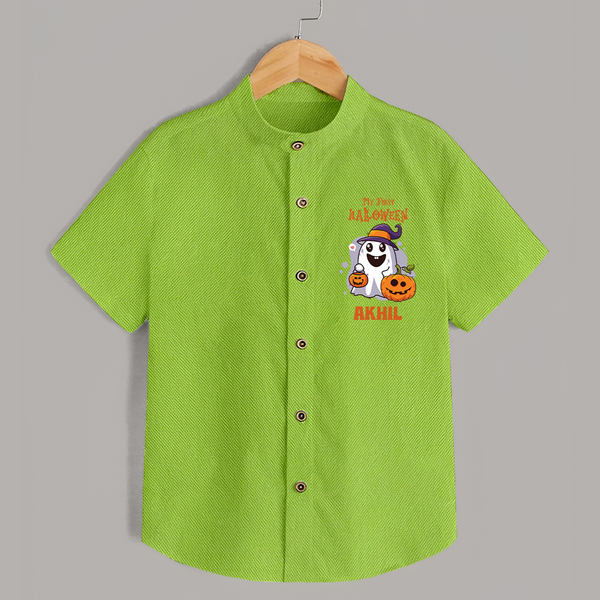 My First Halloween Shirt | Personalized Baby Festival Outfit - LIME GREEN - 0 - 6 Months Old (Chest 23")