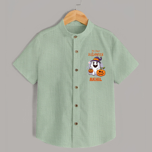 My First Halloween Shirt | Personalized Baby Festival Outfit - MINT GREEN - 0 - 6 Months Old (Chest 23")